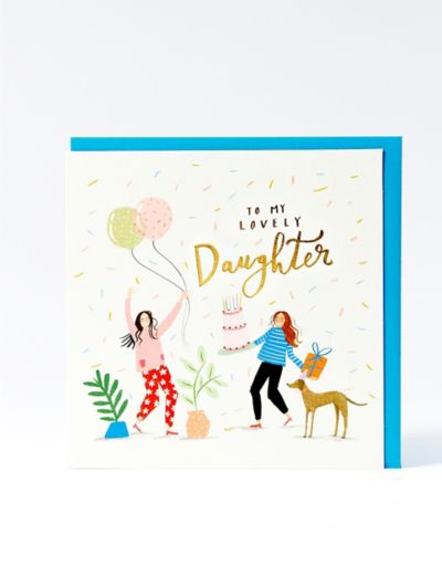 Lovely Daughter Contemporary Birthday Card